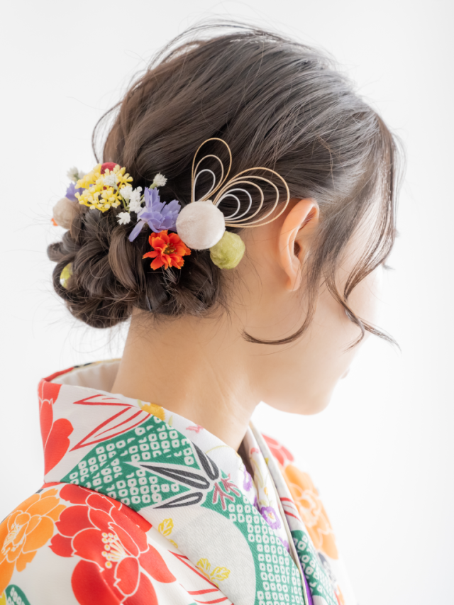 ヘアアレンジヘアスタイル  卒業式 袴 成人式 前撮り 振袖 ヘアセット ミディアム ミディアムアレンジ ミディアムヘアアレンジ セミロング ロングヘア ロングアレンジ ロングヘアアレンジ 和装 和装アレンジ 着物 着物アレンジ 編み込み