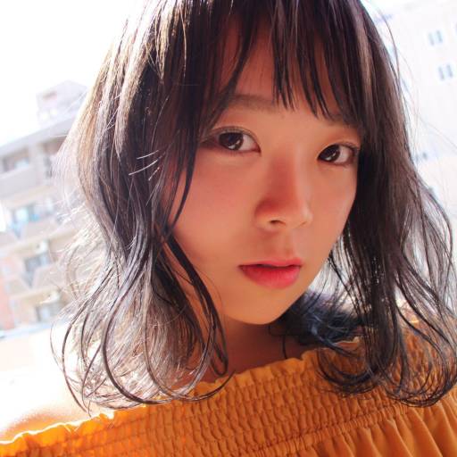 ミディアムヘアスタイル  carlm シースルーバング ラフ アンニュイ ウェット アッシュ 今泉美容室 福岡美容室 透明感 minastyle