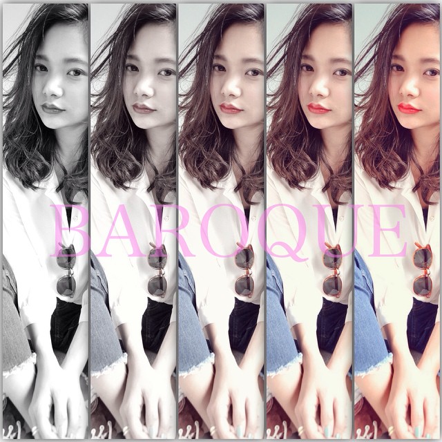 ロングヘアスタイル  山崎浩 ヘルシー かきあげバング 赤リップ 白シャツ 立川