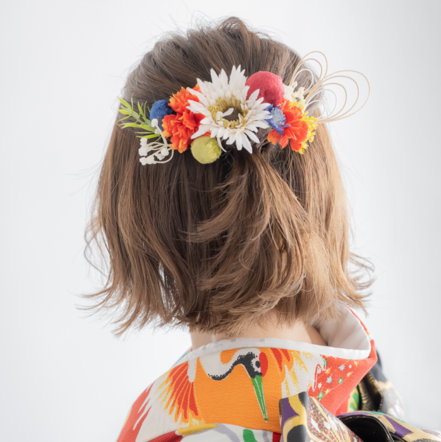 ヘアアレンジヘアスタイル  ボブ ショートボブ 切りっぱなしボブ 外はねボブ 外ハネボブ 外はね ボブアレンジ ヘアアレンジ ヘアセット 成人式 前撮り 振袖 和装 和装ヘア 和装アレンジ 卒業式 袴 水引き
