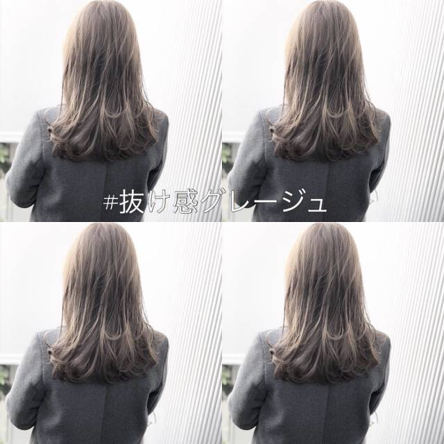 セミロングヘアスタイル  LOAVE OMOTESANDO シースルーバング 無造作 外国人風 ラフ アンニュイ くせ毛風 透明感 外国人風カラー ハイトーンカラー