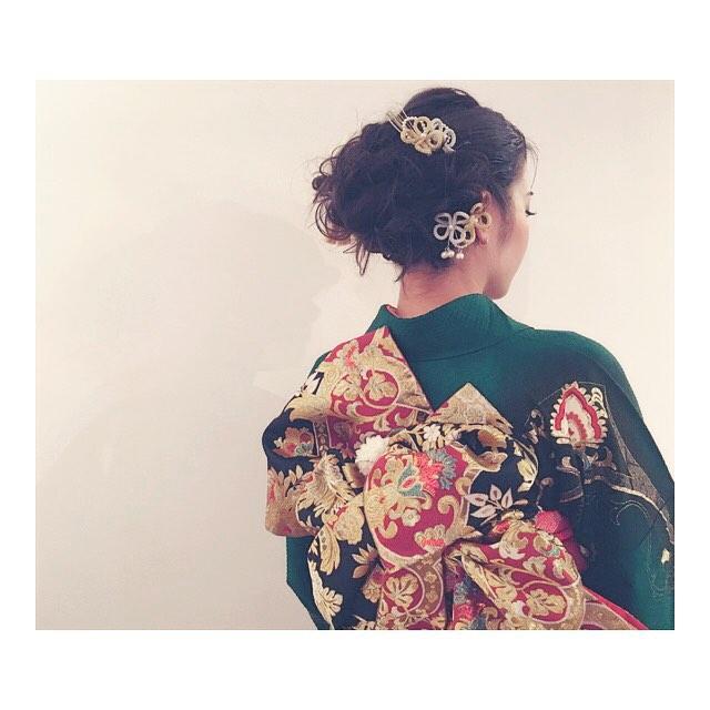 ヘアアレンジヘアスタイル  和装アレンジ 着物 成人式