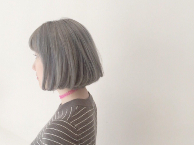 ボブヘアスタイル  アッシュ ブリーチカラー KORD