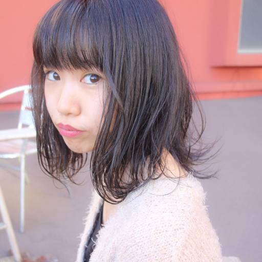ミディアムヘアスタイル  carlm シースルーバング ラフ アンニュイ ウェット アッシュ 今泉美容室 透明感 福岡美容室 minastyle