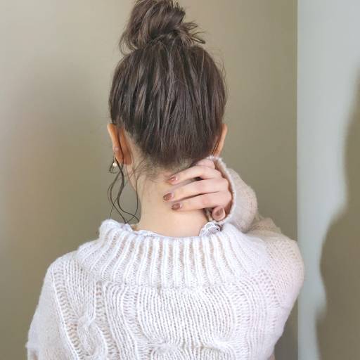 ミディアムヘアスタイル  carlm ラフ アンニュイ ウェット 簡単アレンジ おだんごアレンジ グレージュカラー おフェロ ハイライト 今泉美容室 福岡美容室 お洒落女子 女っぽい ナチュラル