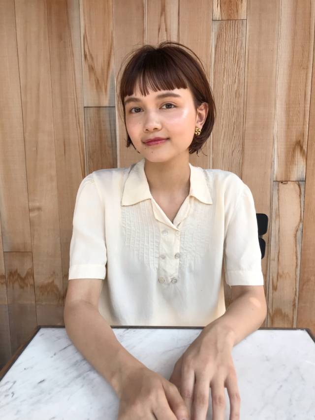 ボブヘアスタイル  ボブ ショートボブ ニュアンスボブ 大人ボブ ミニボブ ショートバング 前髪 プラム つや