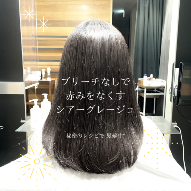 セミロングヘアスタイル  vicca 青山 前髪 グレージュ 透明感 vicca萩原 髪質改善