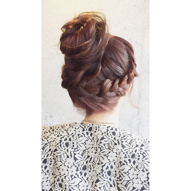 ヘアアレンジヘアスタイル  おだんご 編みこみ 結婚式 ラフアレンジ 浴衣 福島 郡山 齊藤史和