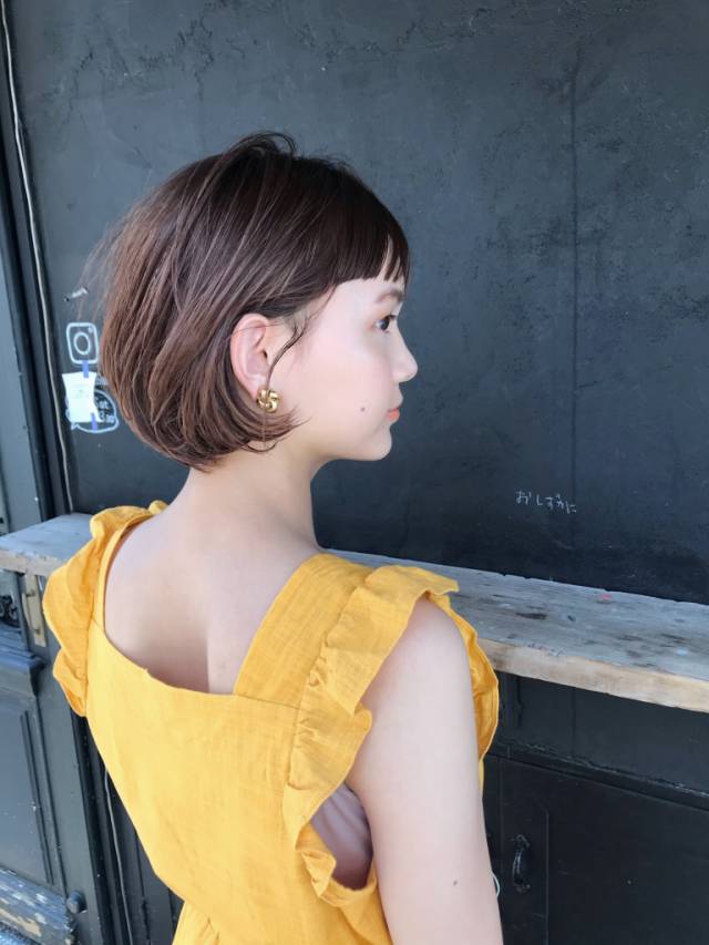 ボブヘアスタイル  ボブ ショートボブ 透け感ボブ ミニボブ パーマ ハイライト ショートバング 前髪 ショートヘア