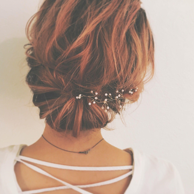 ヘアアレンジヘアスタイル  無造作 外国人風 ラフ アンニュイ 結婚式 ヘアアレンジ ギブソンタック 簡単アレンジ drive for garden
